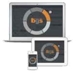 Interfaccia della piattaforma Business Game Studio visualizzata su laptop, tablet e smartphone