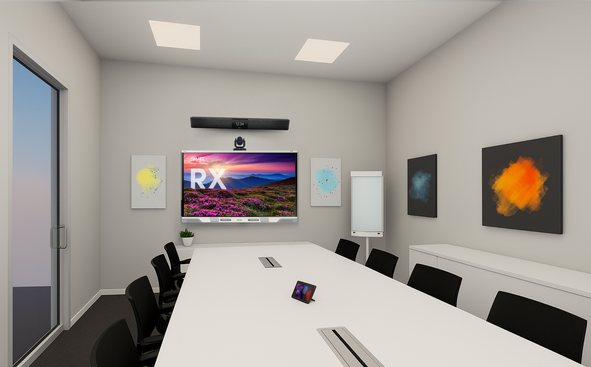 Sala riunioni con monitor multimediale