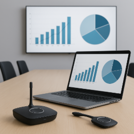 Diversi dispositivi wireless in una sala riunioni