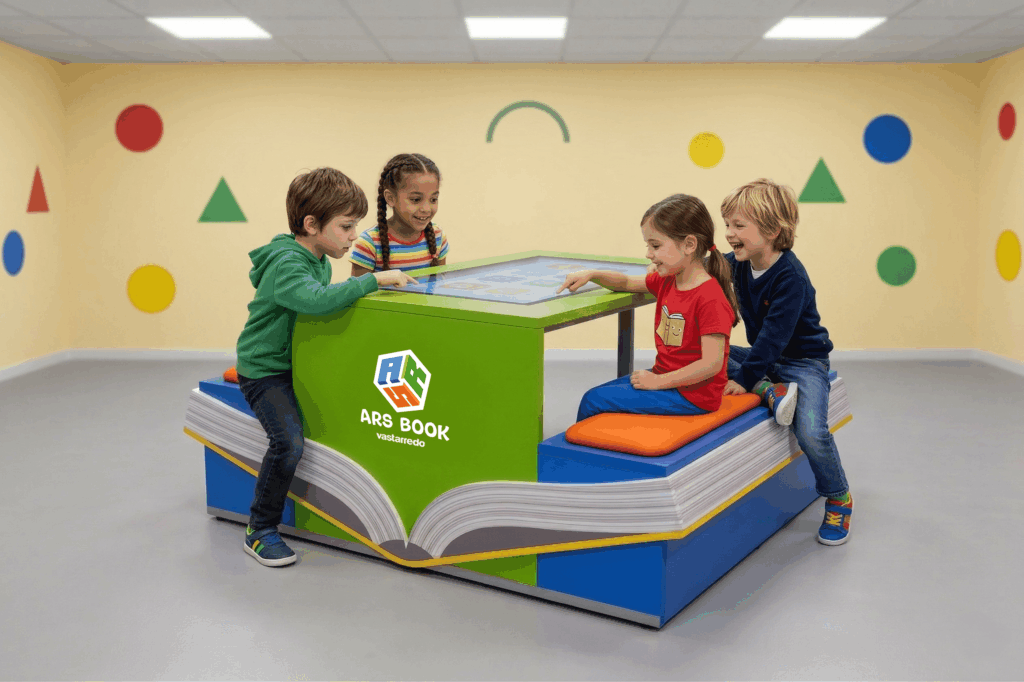 studenti seduti intorno al tavolo interattivo ARS inbook