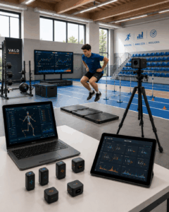 palestra scolastica attrezzata con tecnologia per lo studio delle prestazioni sportive
